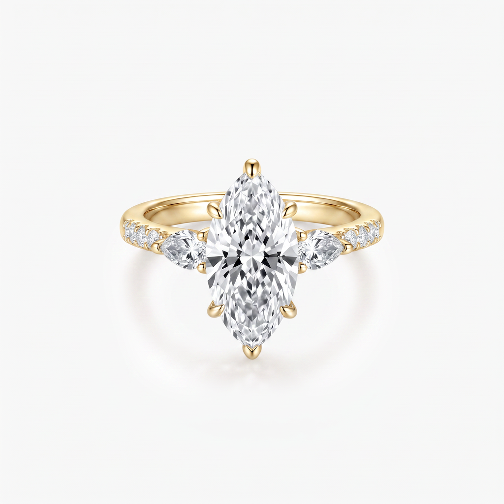 Marquise Pear Moissanite Bridal Ring Set