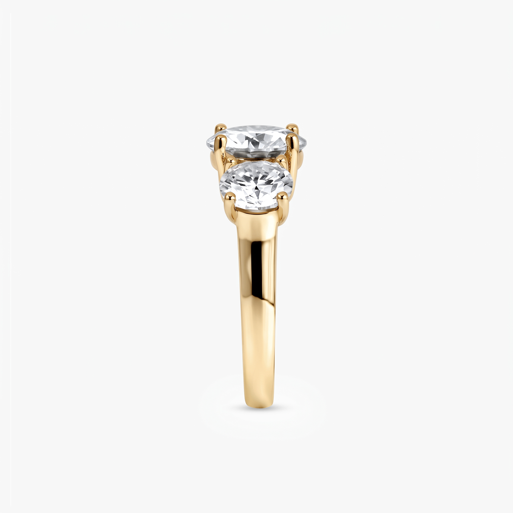 Round Moissanite Three Stone Ring