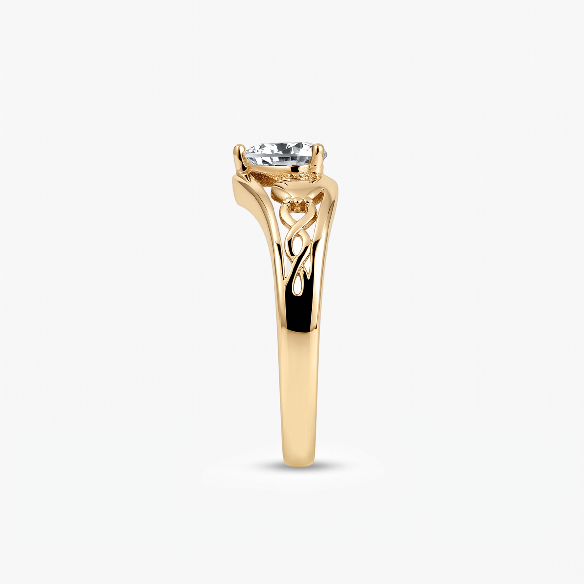 Heart Moissanite Celtic Claddagh Ring