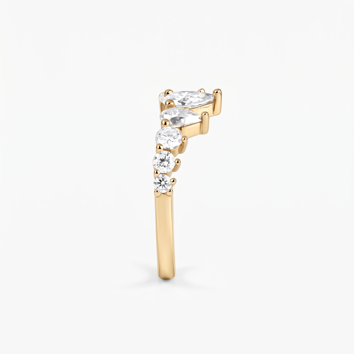Pear Moissanite Crown Tiara Band Ring