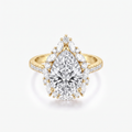 Pear Moissanite Marquise Halo Pavé Ring