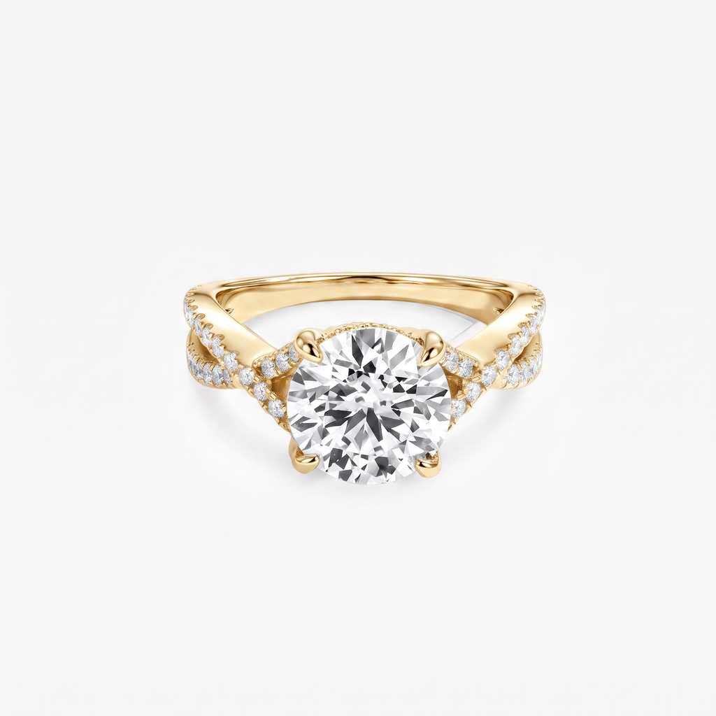 Round Moissanite Infinity Twist Ring