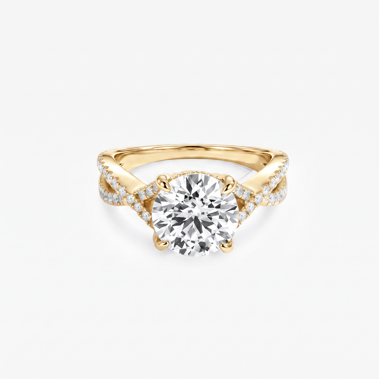 Round Moissanite Infinity Twist Ring