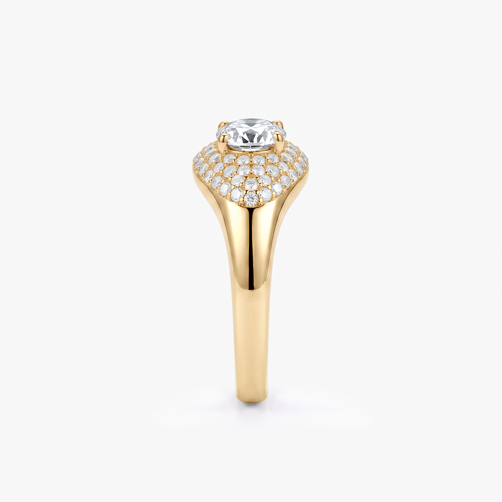 Oval Moissanite Dome Pavé Ring