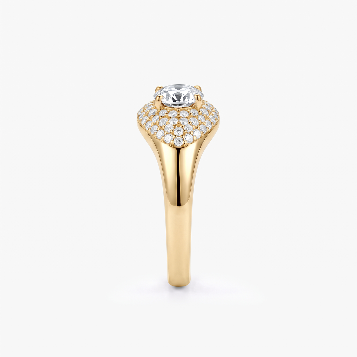 Oval Moissanite Dome Pavé Ring