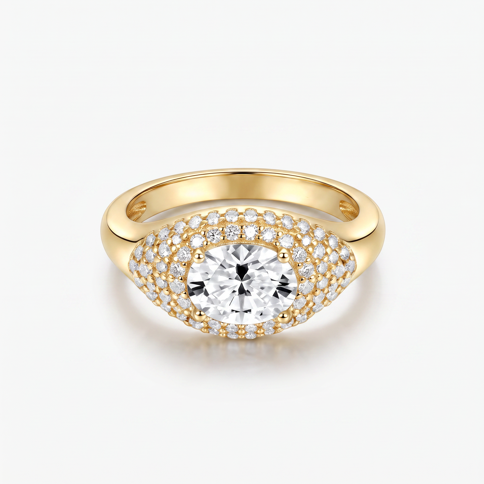 Oval Moissanite Dome Pavé Ring