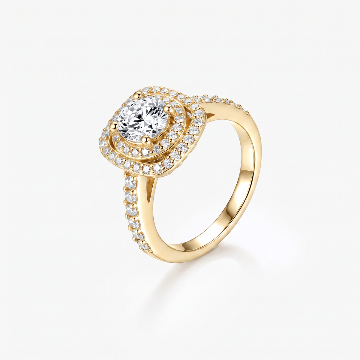 Round Moissanite Double Halo Ring