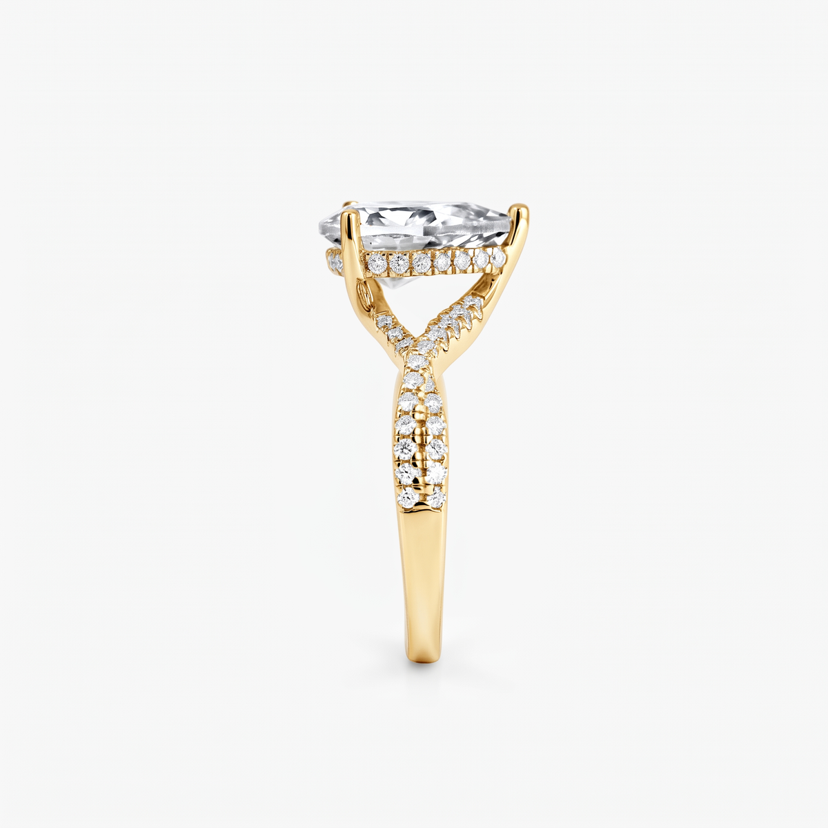 Pear Moissanite Split Shank Pavé Ring