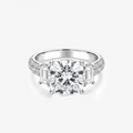 Cushion Moissanite Emerald Side Pavé Ring