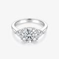 Cushion Moissanite Trillion Three Stone Ring