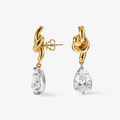 Pear Moissanite Knot Drop Earrings Two-Tone Gold