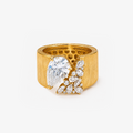 Brushed Gold Wide Band Cluster Ring