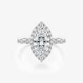 Marquise Moissanite Halo Pavé Ring