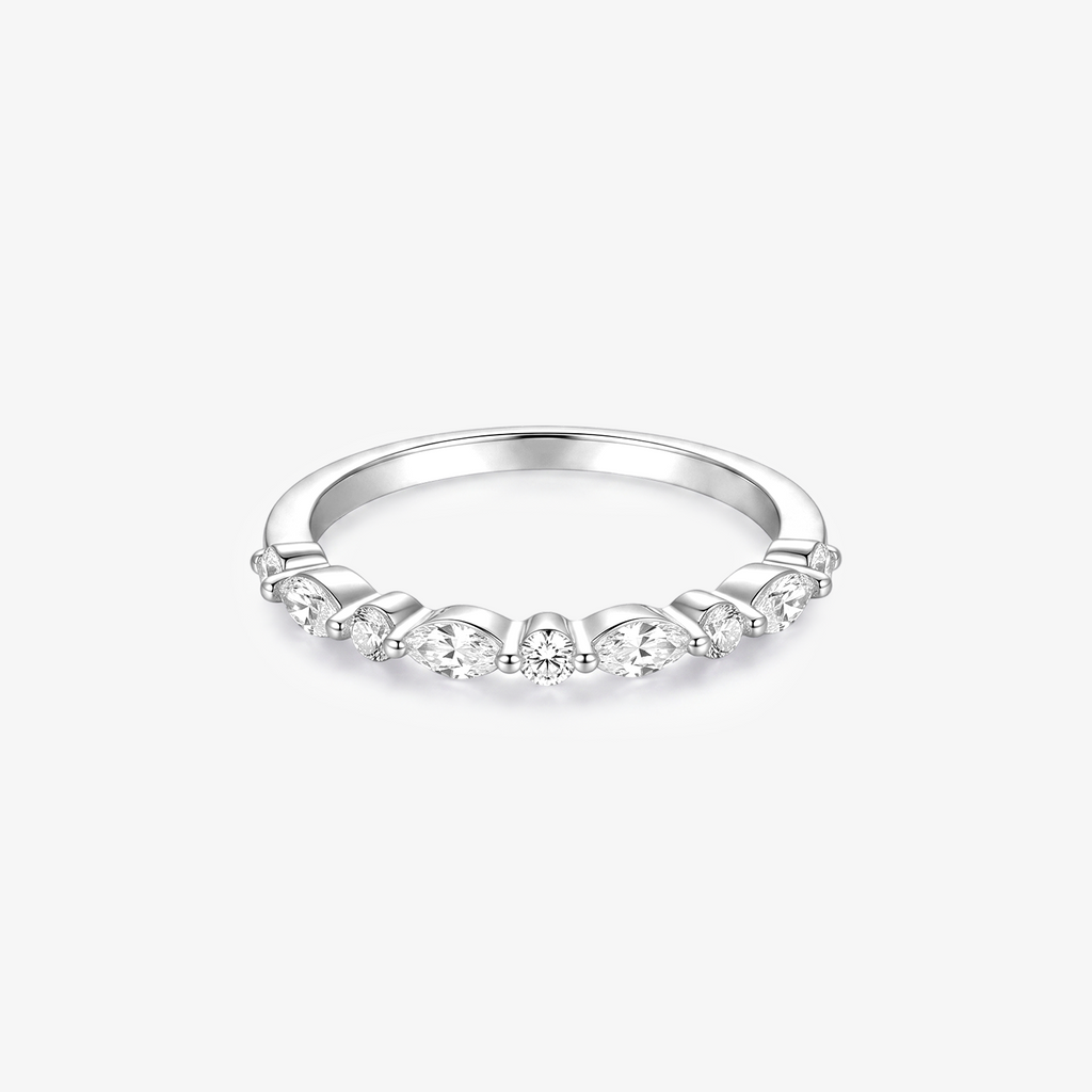 Marquise Round Alternating Half Eternity Ring
