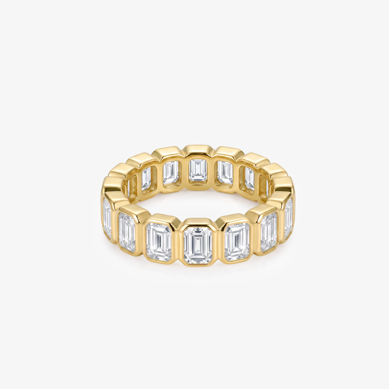 Emerald Moissanite Bezel Full Eternity Band