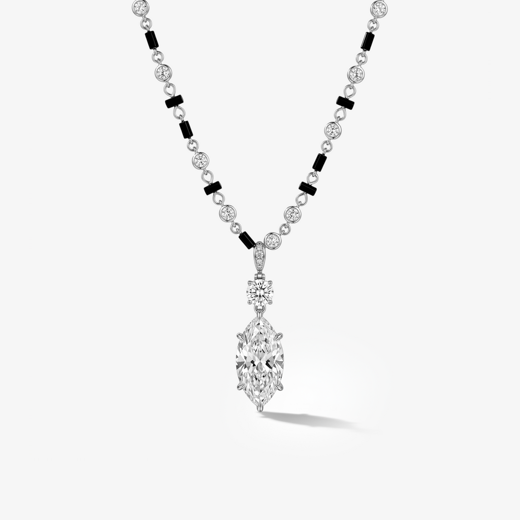 Marquise Drop Pendant Station Necklace