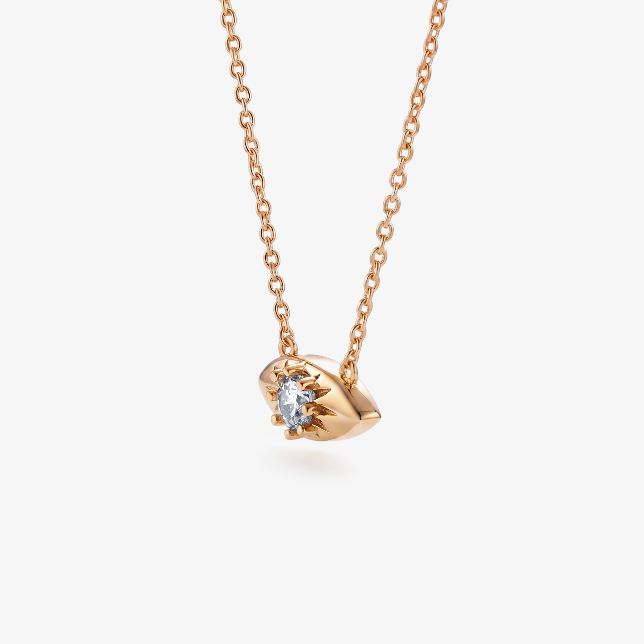 Moissanite Star Eye Pendant Necklace in Rose Gold