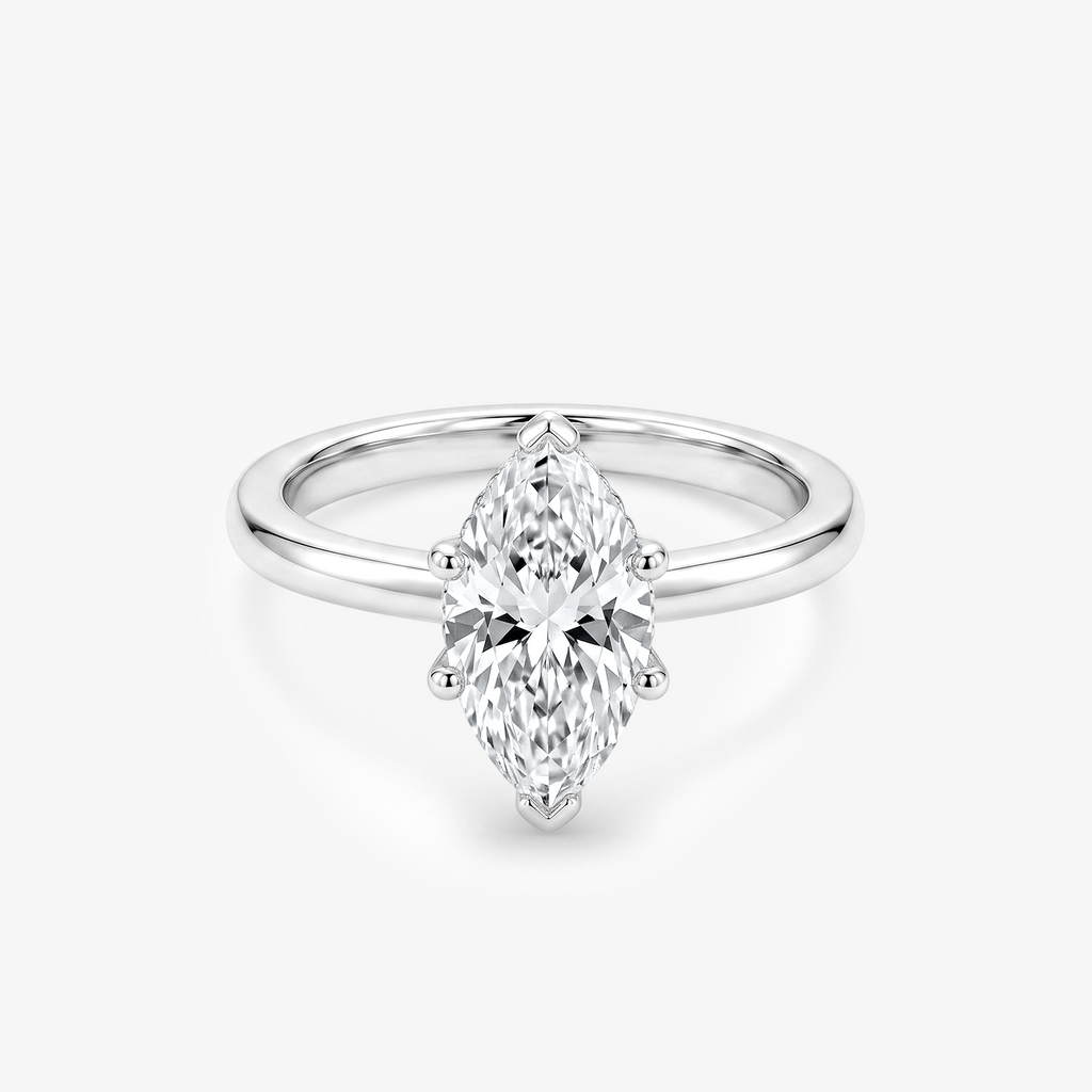 Marquise Moissanite Mixed Pavé Wide Band Ring