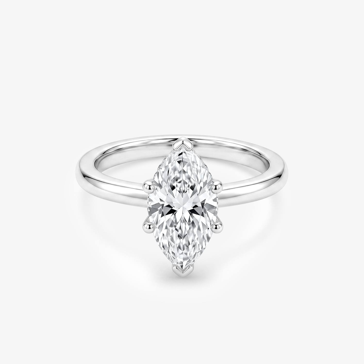Marquise Moissanite Mixed Pavé Wide Band Ring