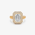 5ct Emerald Lab Diamond Halo Rope Ring