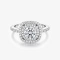 Round Moissanite Double Cushion Halo Ring