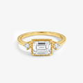 Emerald Moissanite Milgrain Vintage Gold Ring
