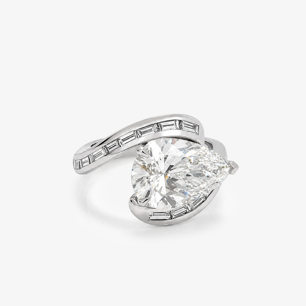 5ct Pear Lab Diamond Bypass Ring