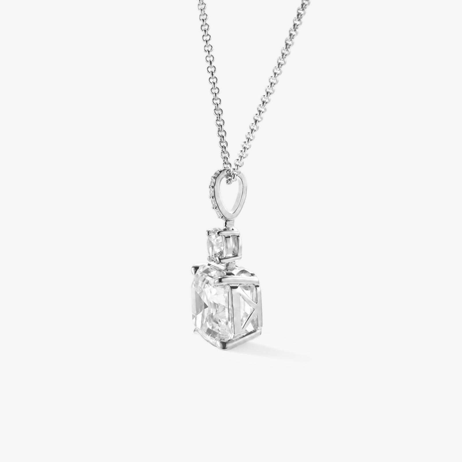 Asscher Cut Moissanite Drop Pendant Necklace