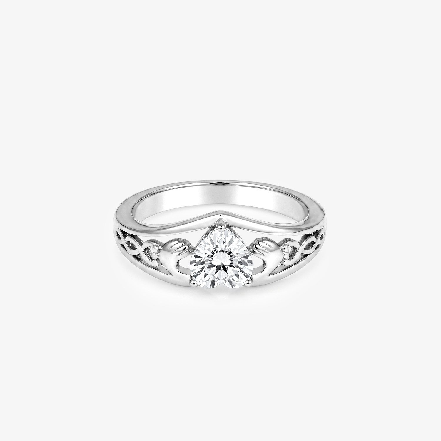 Heart Moissanite Celtic Claddagh Ring
