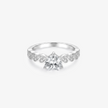Round Moissanite Heart Pavé Band Ring