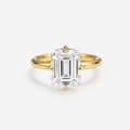 Emerald Cut CZ Solitaire Plain Band Ring