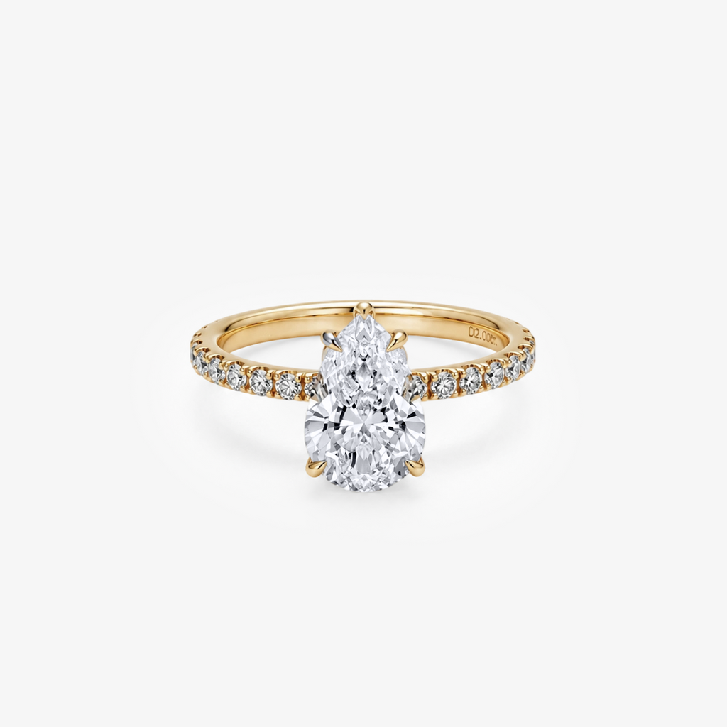 3ct Pear Lab Diamond Pavé Band Ring
