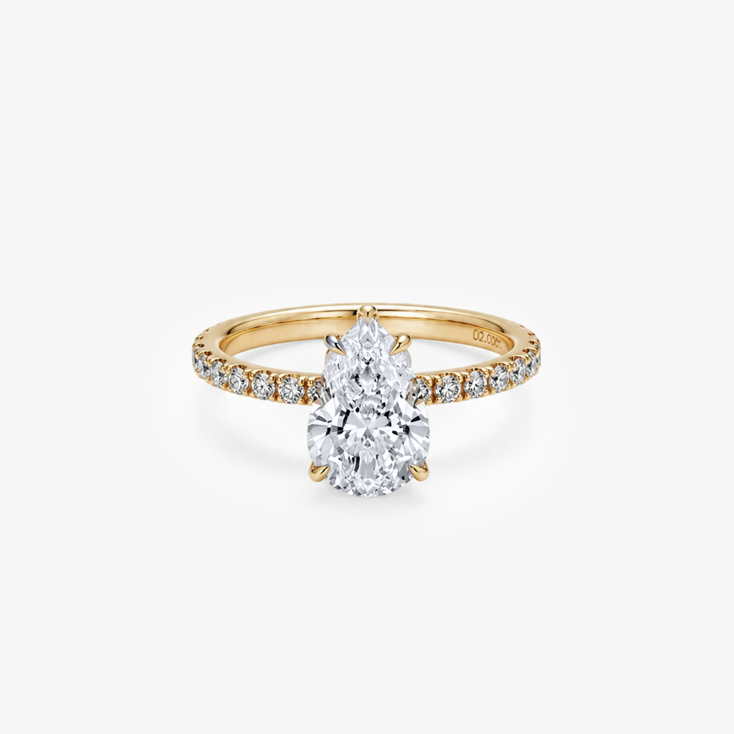 3ct Pear Lab Diamond Pavé Band Ring