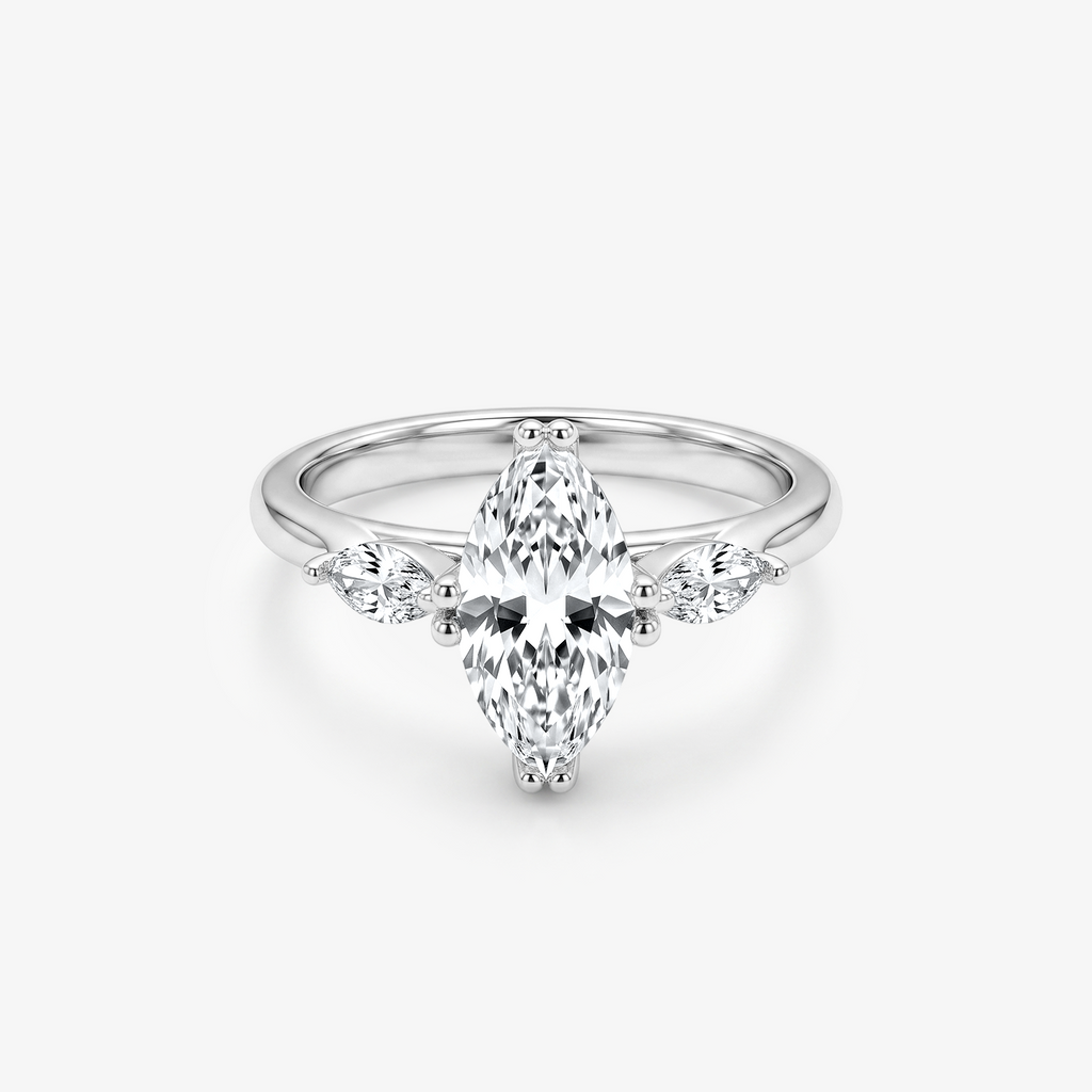 Marquise Moissanite Three Stone Ring