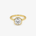 Round Moissanite Bezel Solitaire Gold Ring