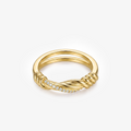 Moissanite Rope Knot Double Band Gold Ring