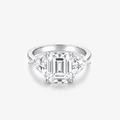 Emerald Moissanite Trillion Three Stone Ring