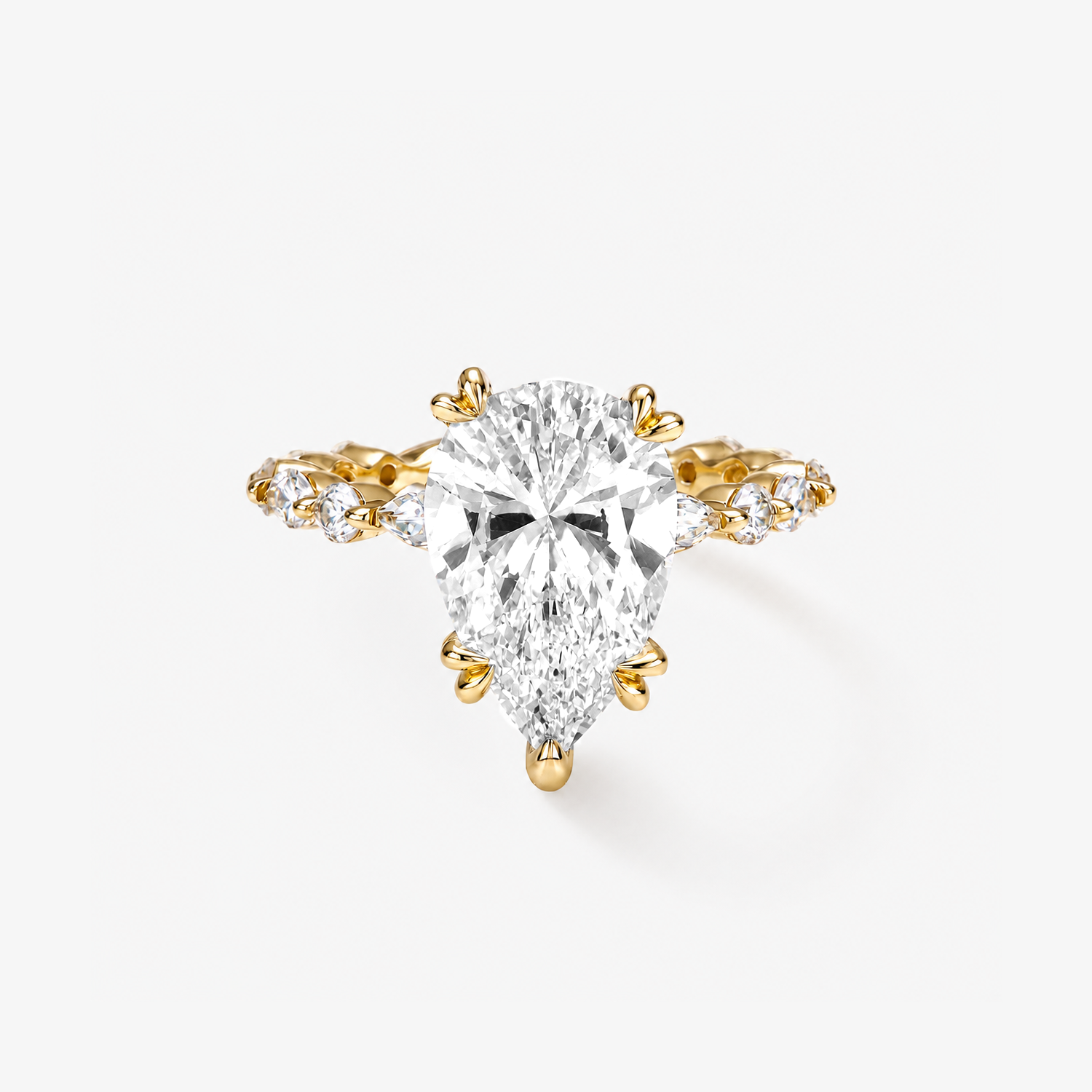 Pear Cut Moissanite Marquise Band Ring