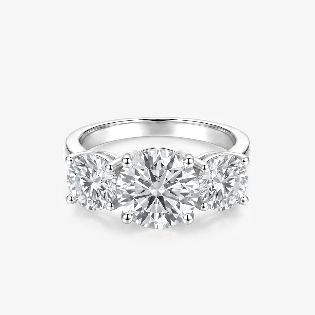 Round Moissanite Three Stone Ring