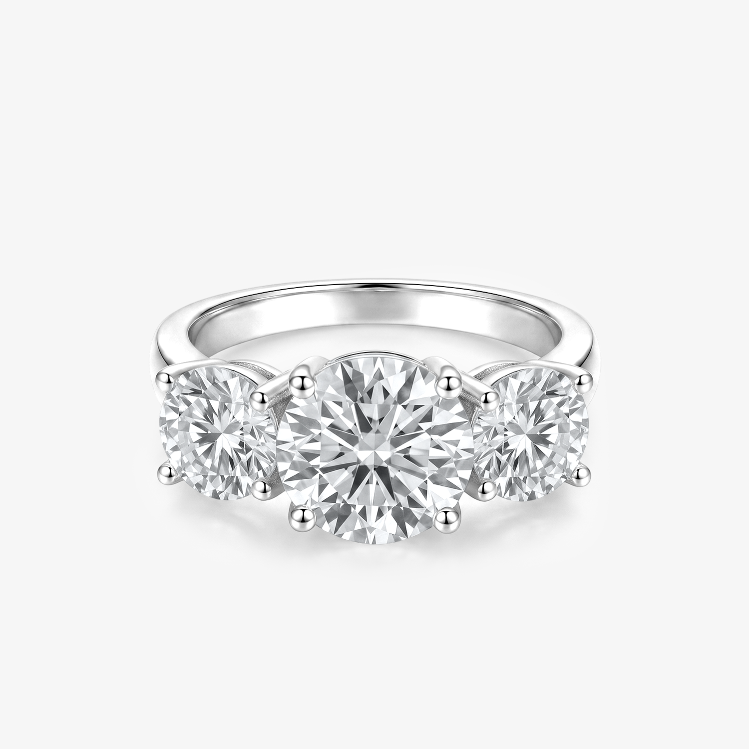 Round Moissanite Three Stone Ring