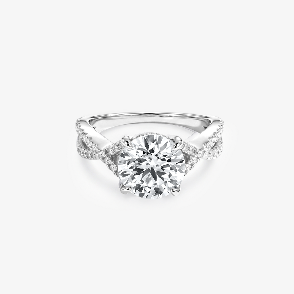 Round Moissanite Infinity Twist Pavé Ring