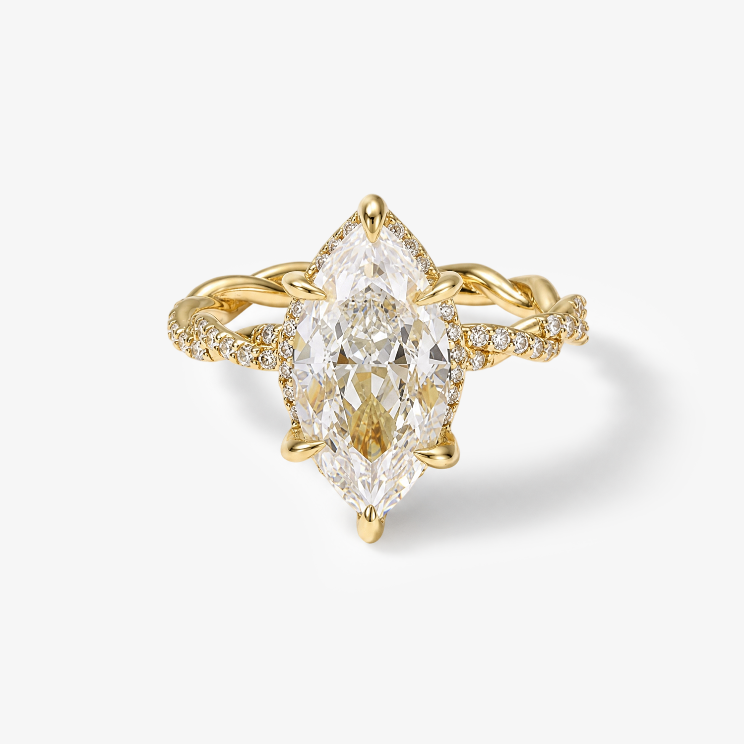 Marquise Cut Twisted Pavé Ring