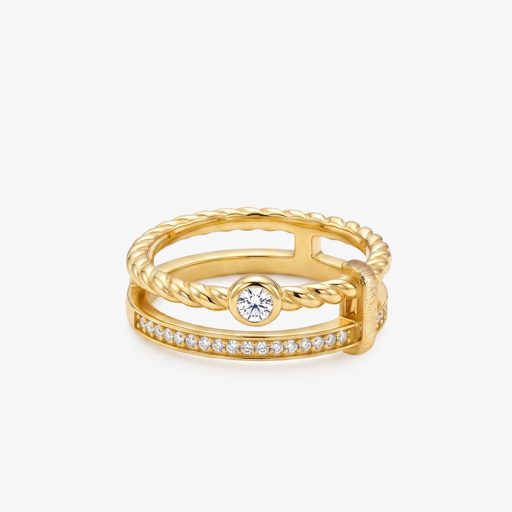 Round Moissanite Double Band Ring