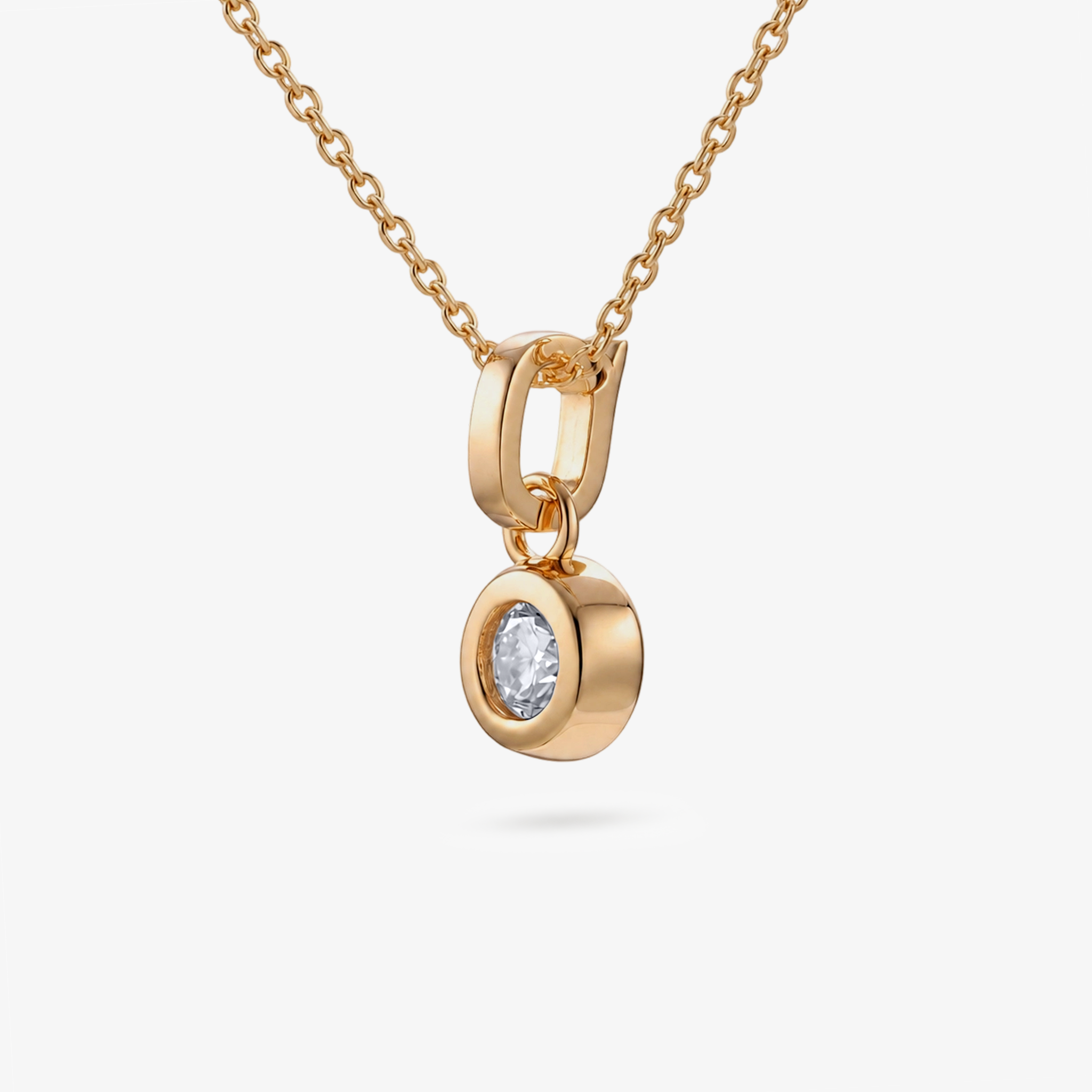 Moissanite Bezel Round Pendant in Rose Gold