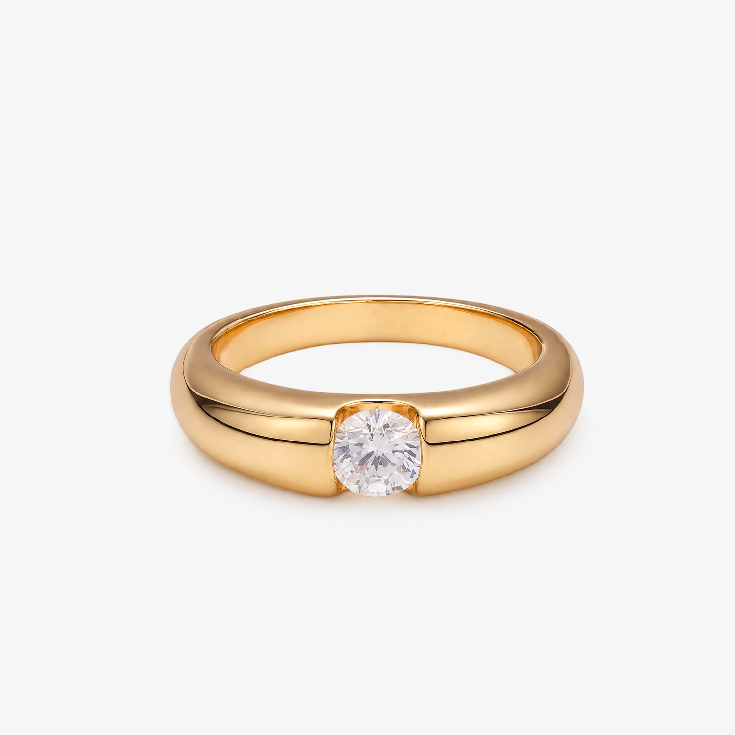 Dome Band Tension Set CZ Ring