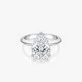 Pear Moissanite Solitaire Plain Band Ring