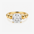 Gold Bubble Band Cushion Cut CZ Ring