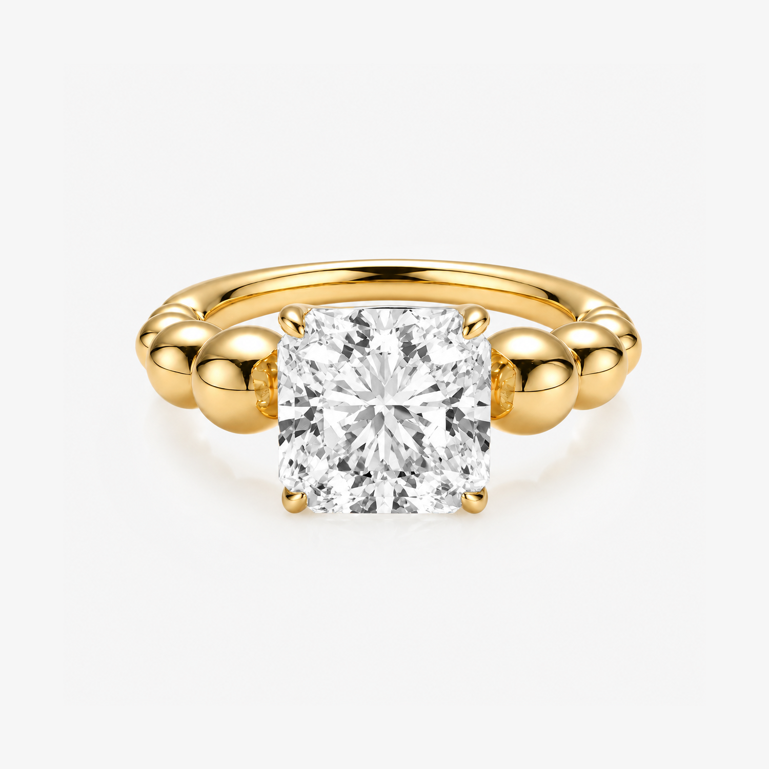 Bubble Band Cushion Cut Moissanite Ring