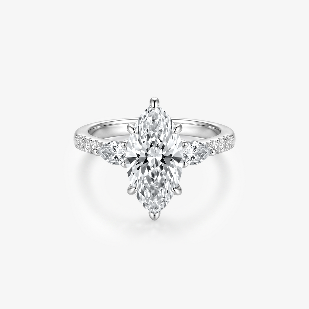 Marquise Pear Moissanite Bridal Ring Set