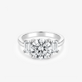 Round Moissanite Baguette Three Stone Ring